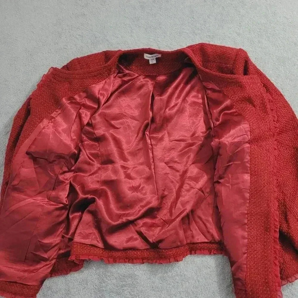 Joan Rivers Red Textured Button-Up Blazer Acrylic Wool Blend Womens 20W 28CT - Picture 10 of 11